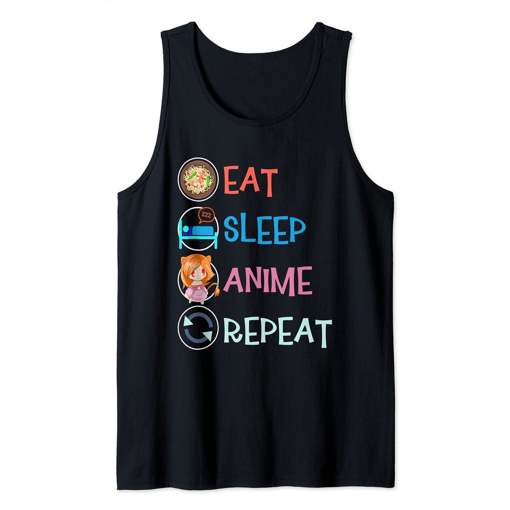 Eat Sleep Anime Repeat Japanese Ramen Noodles Kawaii Anime Tank Top