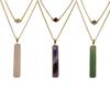 Two Layer Bar Stone Chain Necklace for Women Horizontal Bar Delicate Gemstones Pendant Minimalist-Lapis view 2