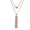 Two Layer Bar Stone Chain Necklace for Women Horizontal Bar Delicate Gemstones Pendant Minimalist-Lapis view 4