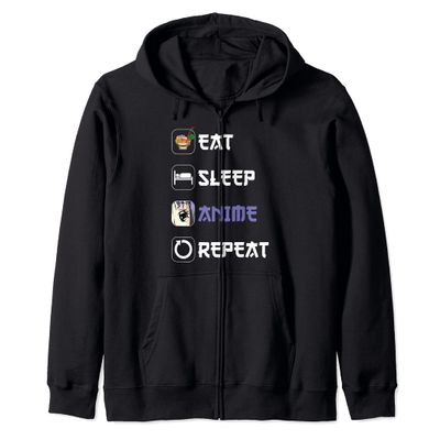 Ramen Noodles Japanese Ramen Eat Sleep Anime Repeat Anime Zip Hoodie