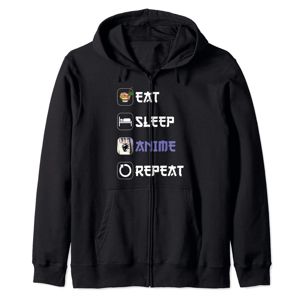 Ramen Noodles Japanese Ramen Eat Sleep Anime Repeat Anime Zip Hoodie