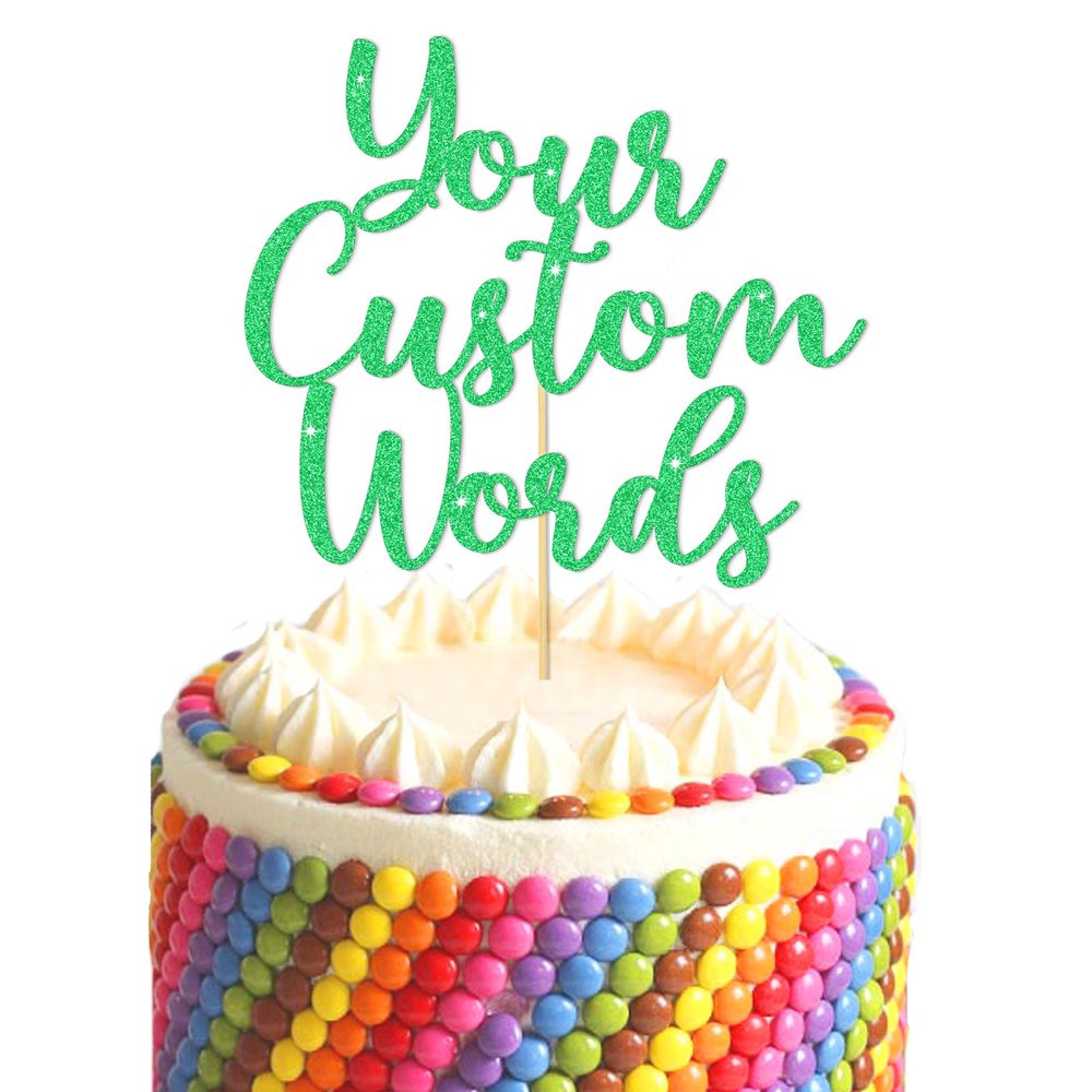 GuteGifts Personalised Cake Topper Happy Birthday Party Decorations Customized with Any Text Wedding Party Multicolour 1st 13th 16th 18th 21st 30th 40th 50th 60th 70th (Green)