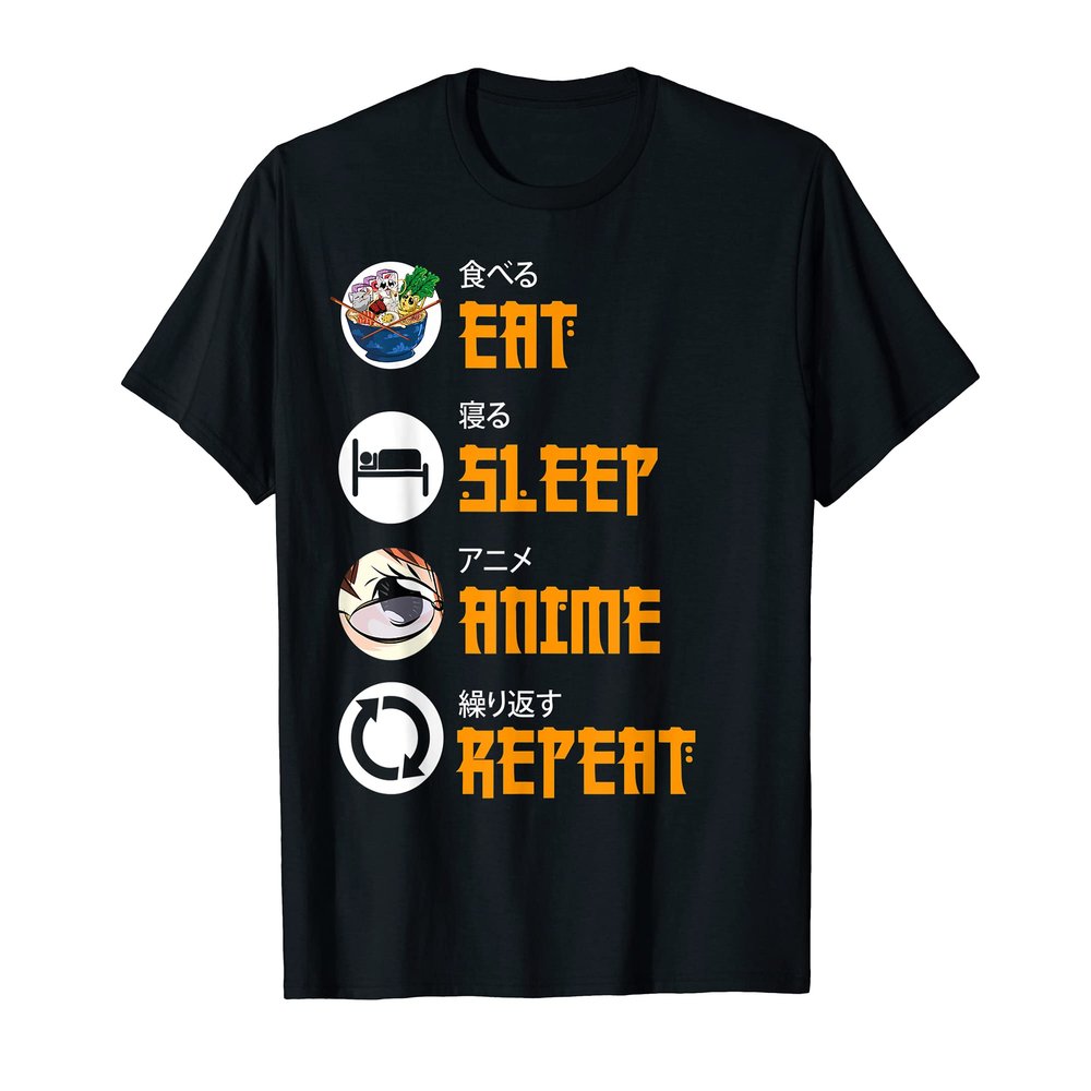 Eat Sleep Anime Repeat Kawaii Ramen Noodles Japanese Anime T-Shirt
