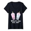 Womens What's The Tea Sis Bubble Tea Gossip Milk Tea Tapioca V-Neck T-Shirt view 1