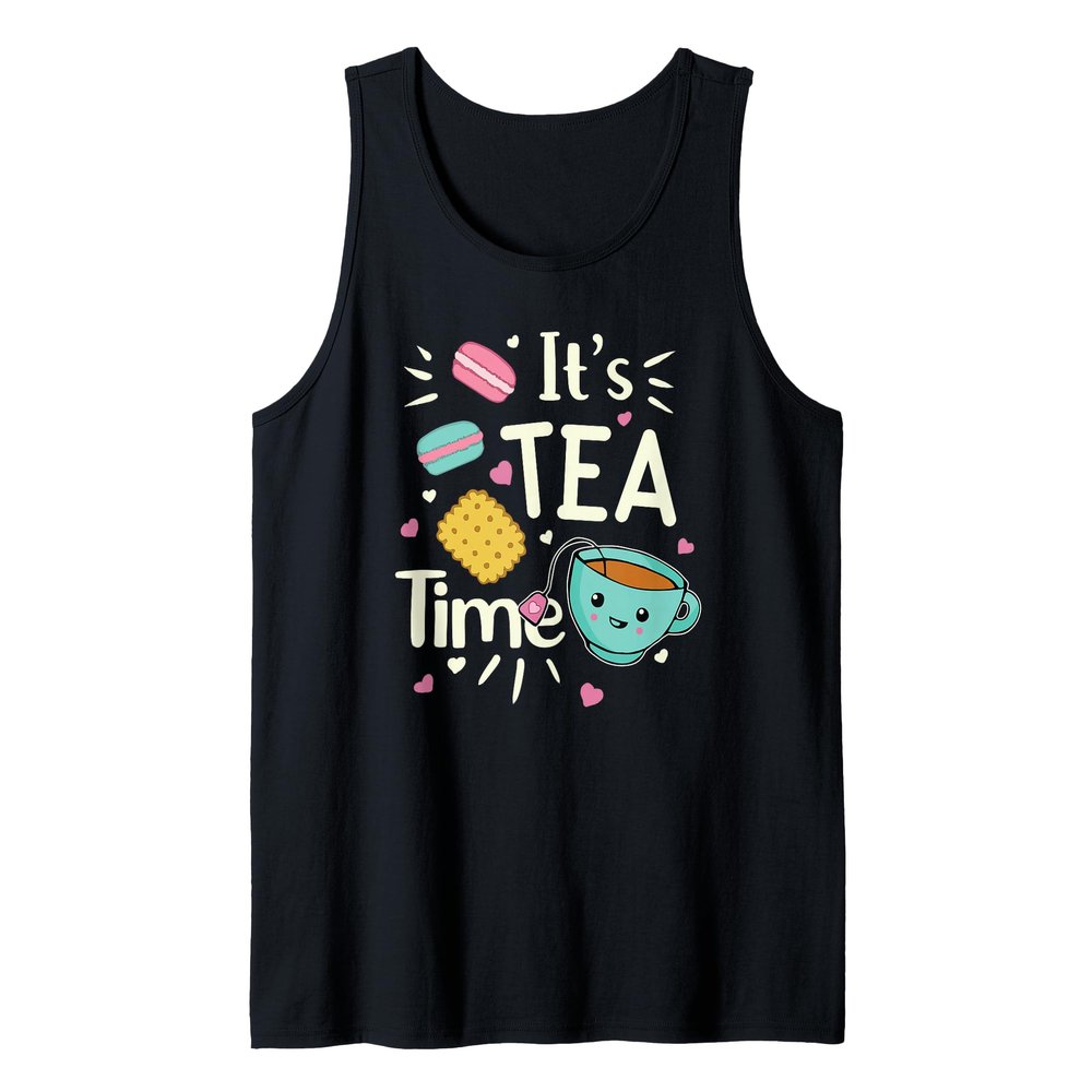 Tea Lover Cute Kawaii Teacup Cookies Macarons Tea Party Tank Top