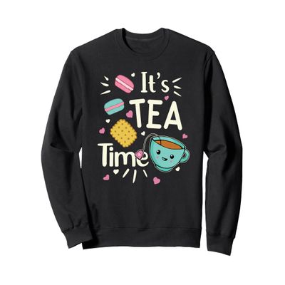 Tea Lover Cute Kawaii Teacup Cookies Macarons Tea Party Sweatshirt