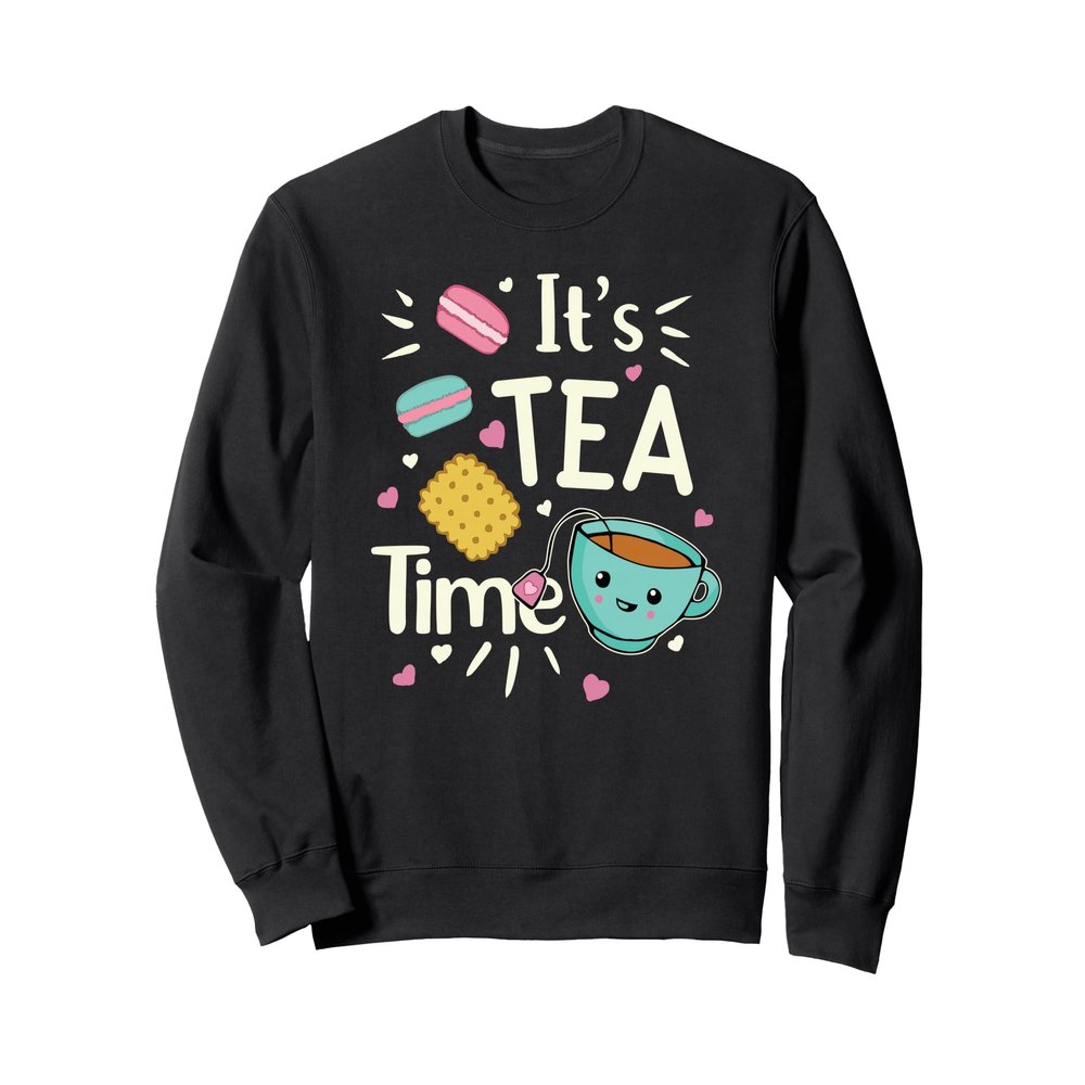 Tea Lover Cute Kawaii Teacup Cookies Macarons Tea Party Sweatshirt