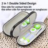 Zettokete 2 in 1 Contact Lens Case and Glasses Case,Double Sided Dual Use Design with Mirror, Tweezer and Contact Lens Solution Bottle,Portable Soak Storage Kit for Travel,Office(Green) view 2