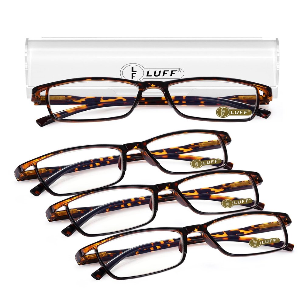 LUFF 4Pcs Anti-Blue-ray Reading Glasses Portable Ultra-Light Readers(3.75X)