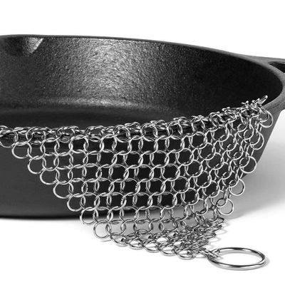 Beengou Cast Iron Cleaner 8"x6" Stainless Steel 316 Chainmail Scrubber for Cast Iron Pan Pre-Seasoned Pan Dutch Ovens Waffle Iron Pans