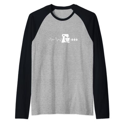 Baking Heartbeat I Funny Pastry I Baker Baking Raglan Baseball Tee