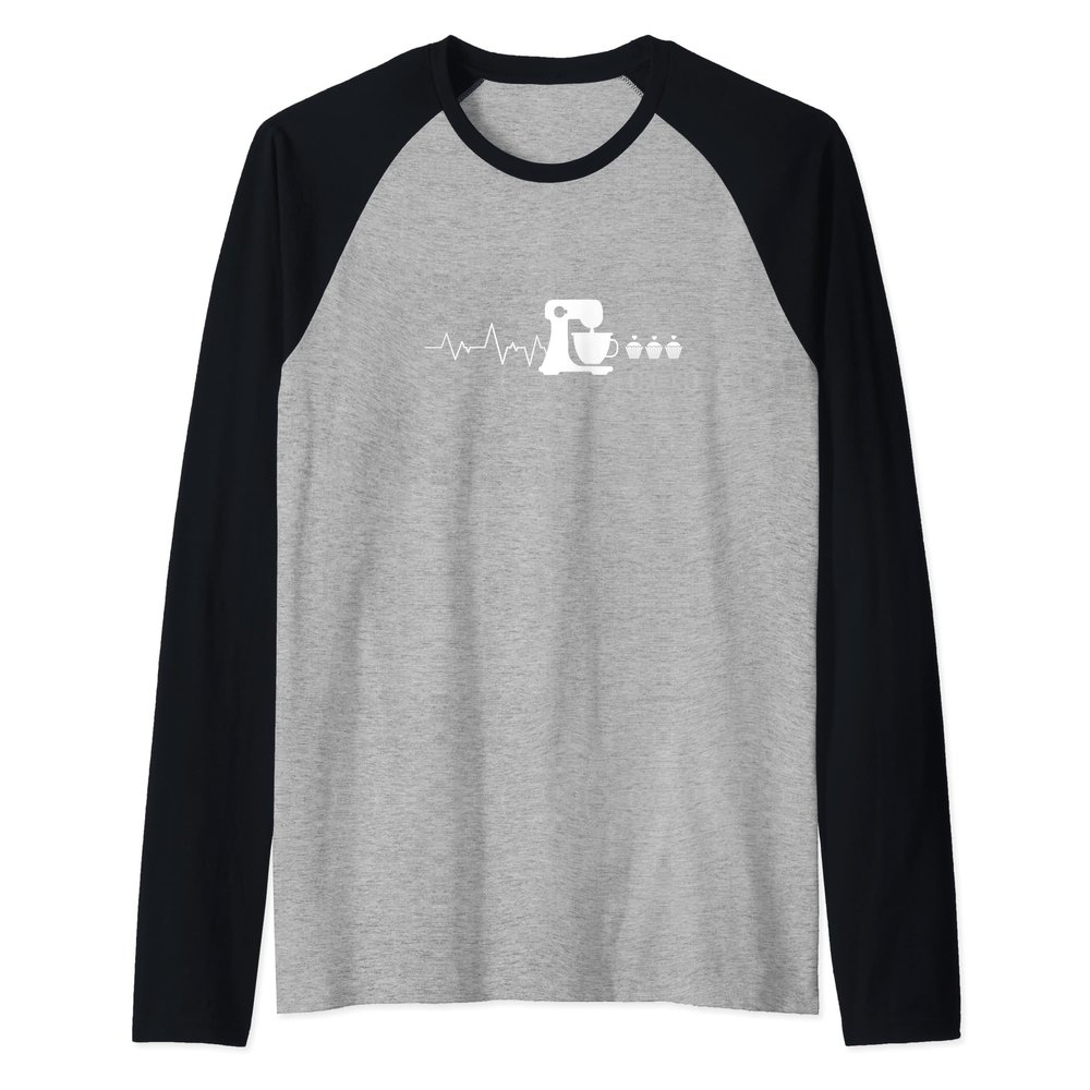 Baking Heartbeat I Funny Pastry I Baker Baking Raglan Baseball Tee
