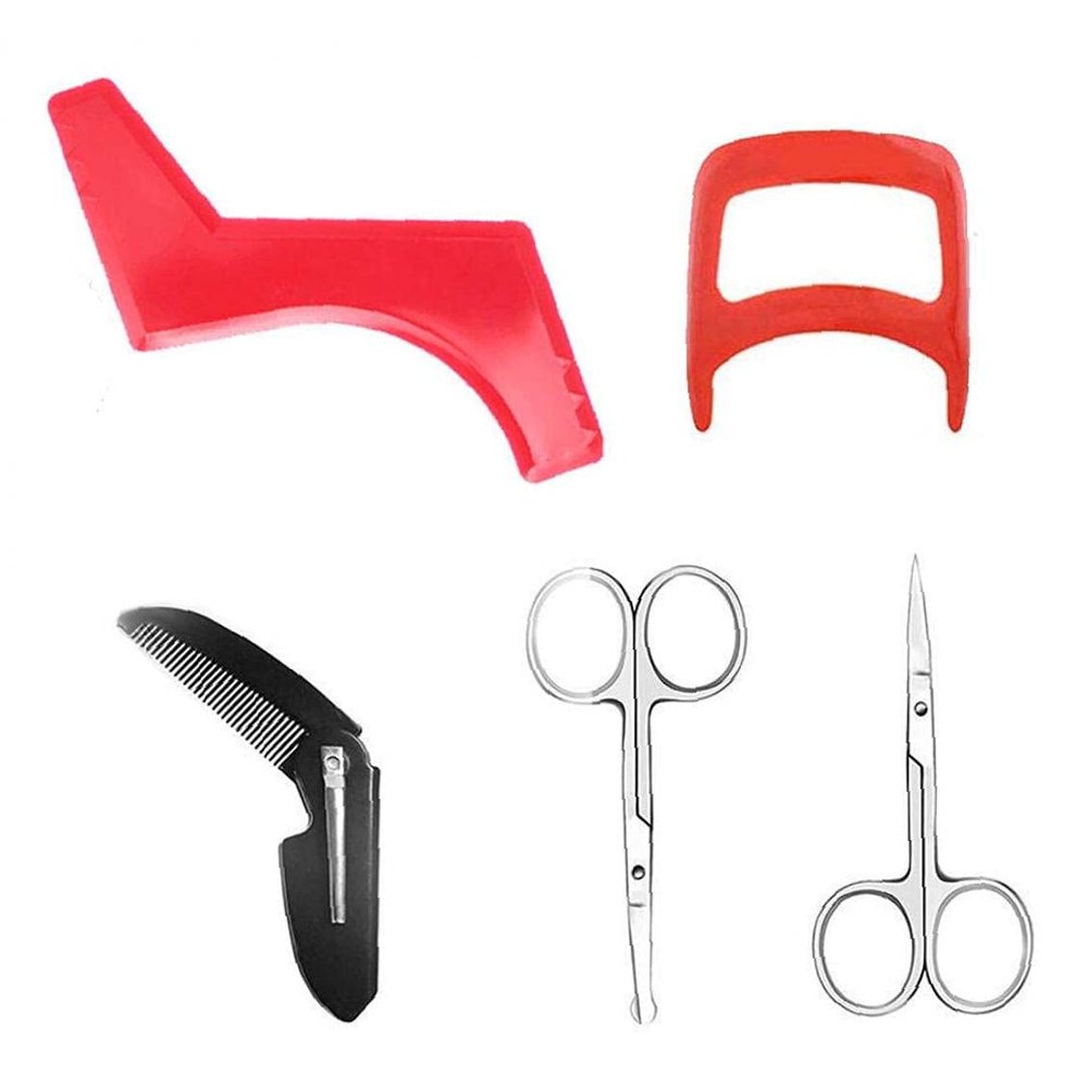 BRAVOLUNE Beard Shaping Kit Shaving Template Men Hair Styling Hairline Beard Trimming Tool Beard Shaper Template Guide for Getting Beard Lines 5pcs