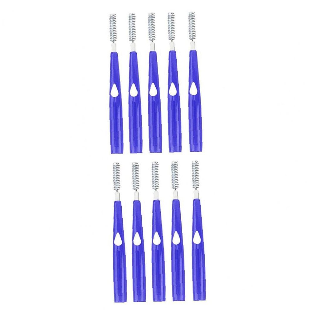 BRAVOLUNE Dental Floss Brush Interdental Toothpick Dental Flosser Tooth Cleaning Tool for Oral Dental Hygiene 0.6mm Purple 10pcs