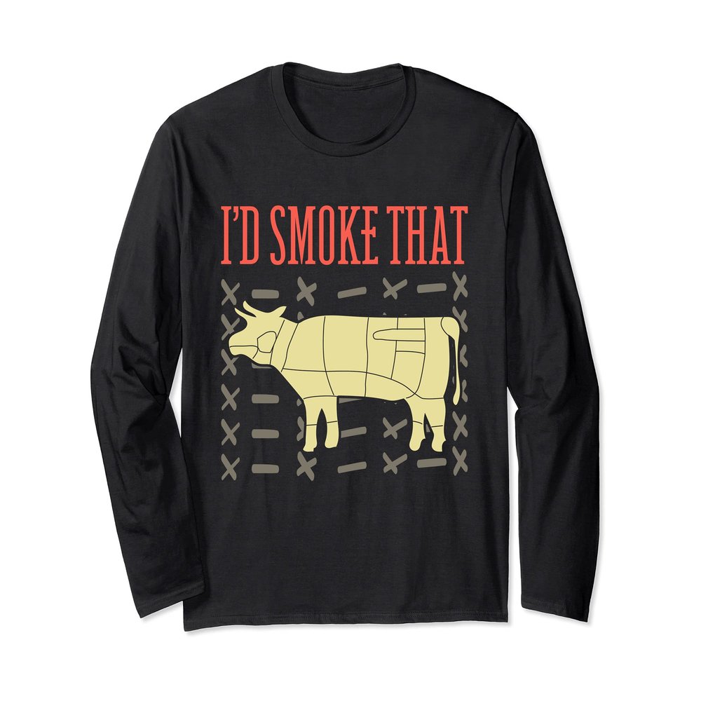 Cow Barbecue Steak Grilled Meat Beef Smoked Funny BBQ Long Sleeve T-Shirt