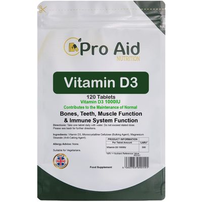 Vitamin D3 1000IU Tablets | 120 Pack | by ProAid | Easy to Swallow | One A Day | Letterbox Friendly | Made in UK | Premium Tablets