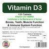 Vitamin D3 1000IU Tablets | 120 Pack | by ProAid | Easy to Swallow | One A Day | Letterbox Friendly | Made in UK | Premium Tablets view 4