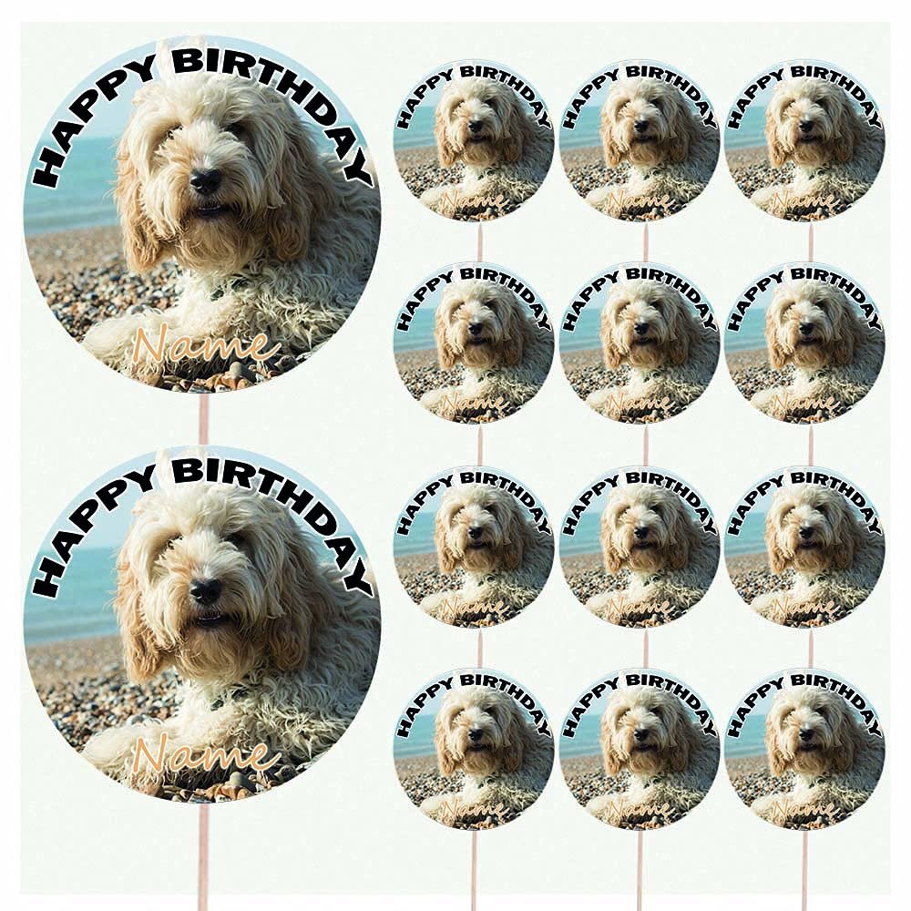AK Giftshop Cockapoo Personalised Food & Cake Toppers Picks Birthday Decorations - (Pack of 14)