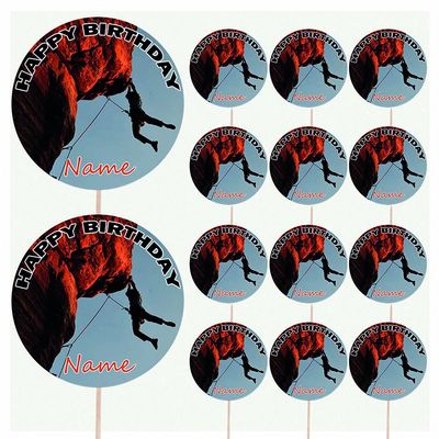 AK Giftshop Climbing Personalised Food & Cake Toppers Picks Birthday Decorations - (Pack of 14)