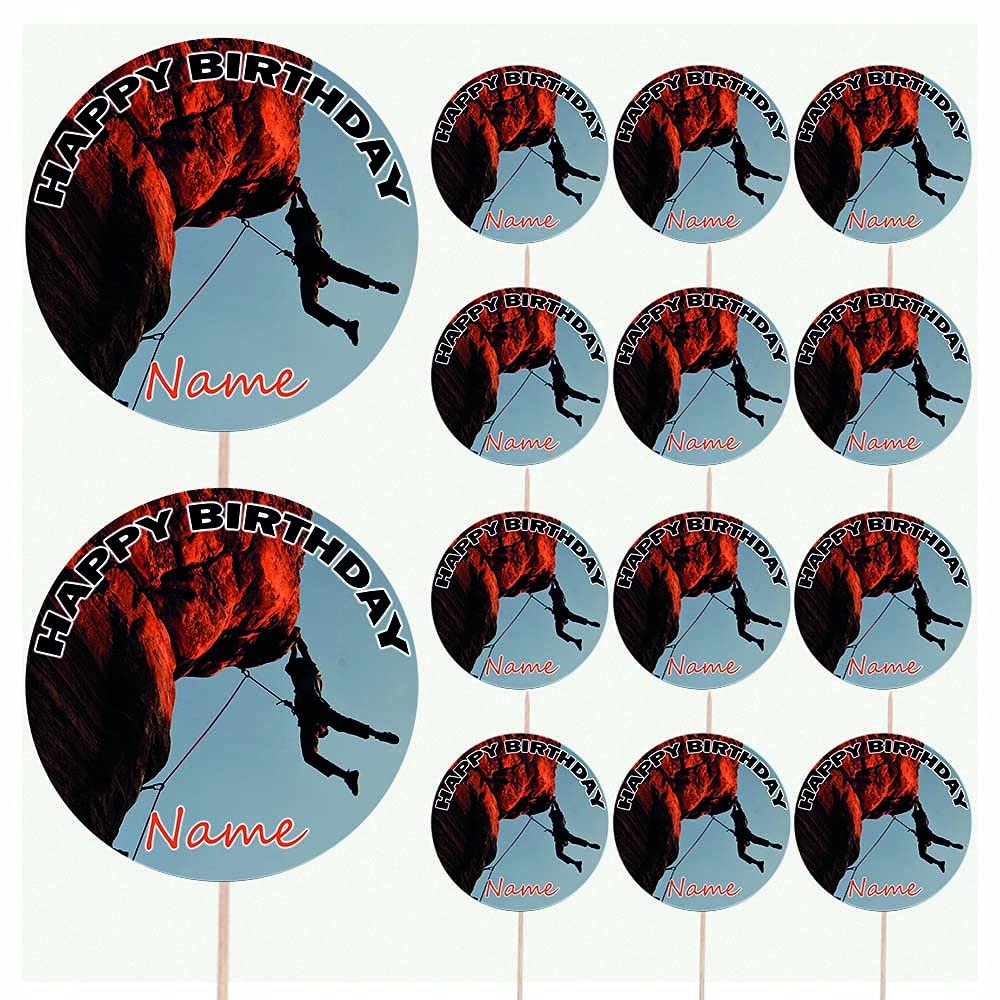 AK Giftshop Climbing Personalised Food & Cake Toppers Picks Birthday Decorations - (Pack of 14)
