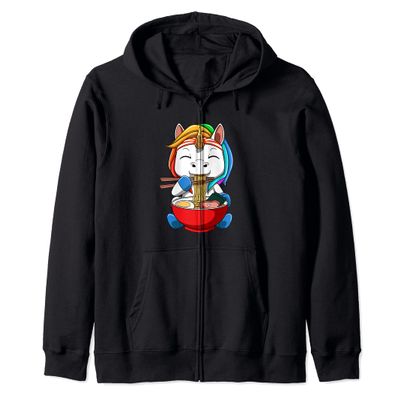 Anime Ramen Unicorn Noodle Soup Zip Hoodie