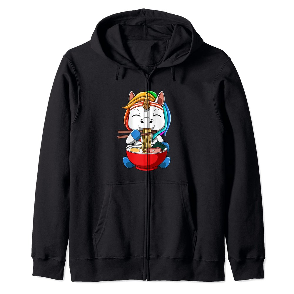 Anime Ramen Unicorn Noodle Soup Zip Hoodie