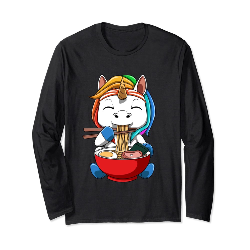 Anime Ramen Unicorn Noodle Soup Long Sleeve T-Shirt