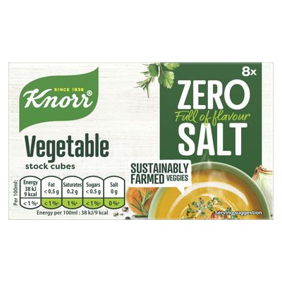 Knorr Vegetable Stock Cubes lactose- and gluten-free for delicious, zero-salt vegetable-based and vegetarian meals 8x 9 g