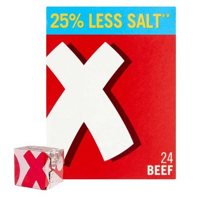 OXO 24 Reduced Salt Beef Stock Cubes Big Flavour with Less Salt, Ideal for Hearty Meals, Gravy, Stews & Holiday Cooking, 142 g (Pack of 1)