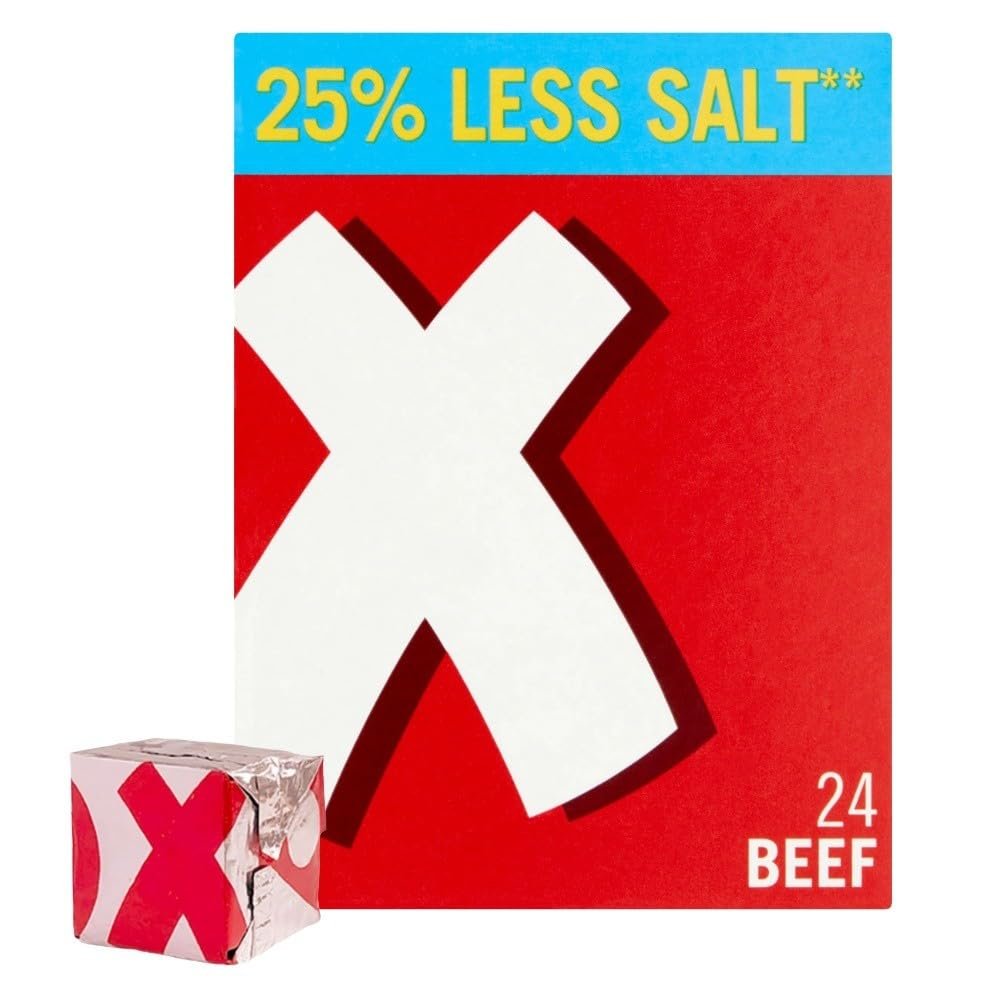 OXO 24 Reduced Salt Beef Stock Cubes Big Flavour with Less Salt, Ideal for Hearty Meals, Gravy, Stews & Holiday Cooking, 142 g (Pack of 1)