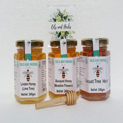 3 FLAVOURS HONEY -Raw and certified organic Honey (720gms) 3 different taste 100% Natural and Unpasteurized - Lime, Meadows and Locust Honey by Oils and Herbs