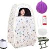 2.6 Liter Foldable Portable Steam Sauna, Therapeutic Personal Sauna for Relaxation, Home Detox, with Remote Control, Folding Chair, Timer, 15-Level Adjustment (White) view 1