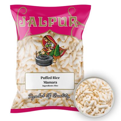 JALPUR MILLERS Mamra Puffed Rice 375g Light & Crunchy Indian Snack, Perfect for Breakfast, Bhel & Healthy Snacking Natural, High-Fibre, Freshly Packed for Authentic Taste & Quality