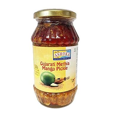 Ashoka - Mango Mixed with Cracked Fenugreek Pickle - (Gujarati methia Mango Pickle - Medium) - 500g - (Pack of 4)