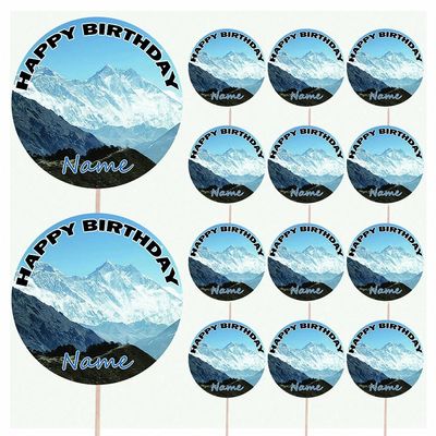 AK Giftshop Mountains Personalised Food & Cake Toppers Picks Birthday Decorations - (Pack of 14)