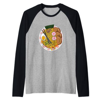 Kawaii Ramen Noodle Japanese Ramen Life Raglan Baseball Tee