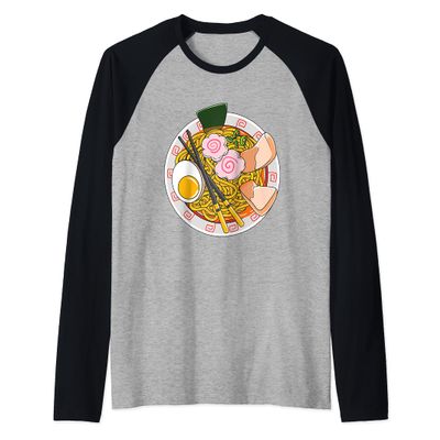 Kawaii Japanese Ramen Noodle Life Raglan Baseball Tee