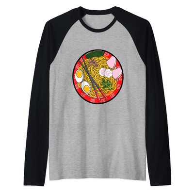 Ramen Life Noodle Japanese Kawaii Raglan Baseball Tee