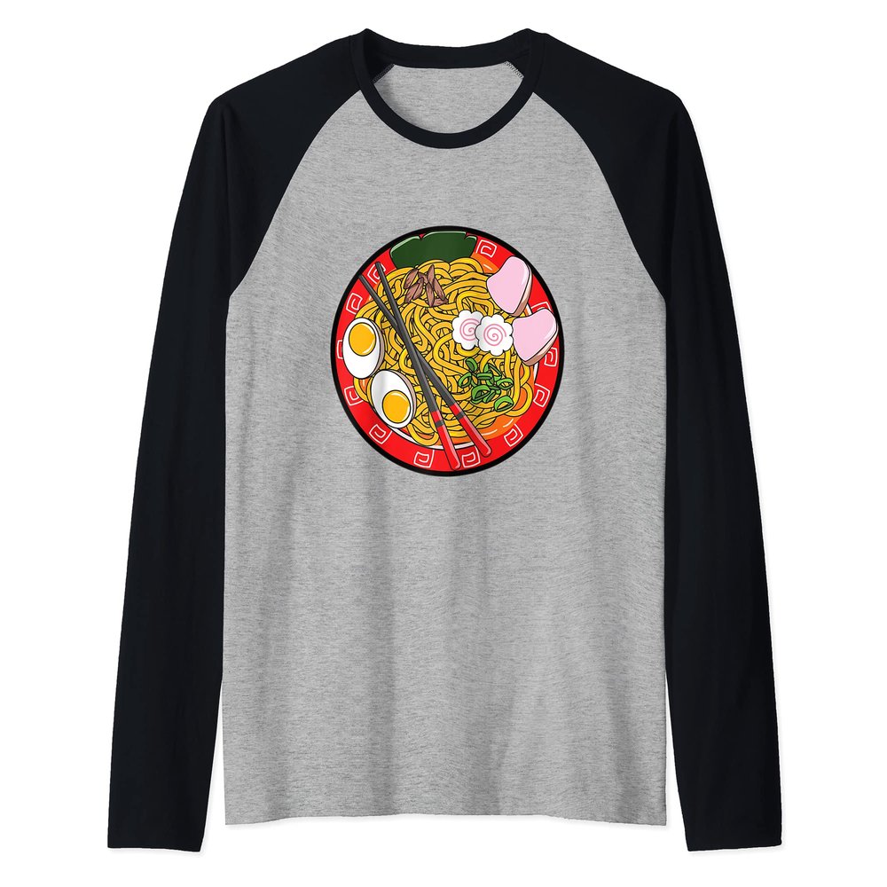 Ramen Life Noodle Japanese Kawaii Raglan Baseball Tee