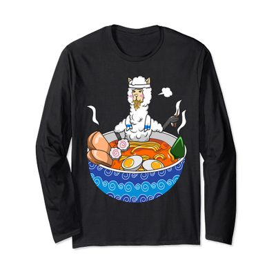 Japanese Kawaii Llamen Ramen Noodle Chillin Bowl Long Sleeve T-Shirt