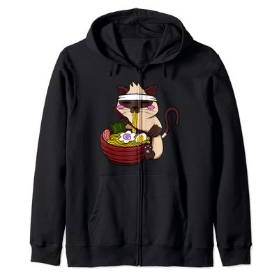Anime Siamese Ramen Japanese Ramen Life Noodle Zip Hoodie