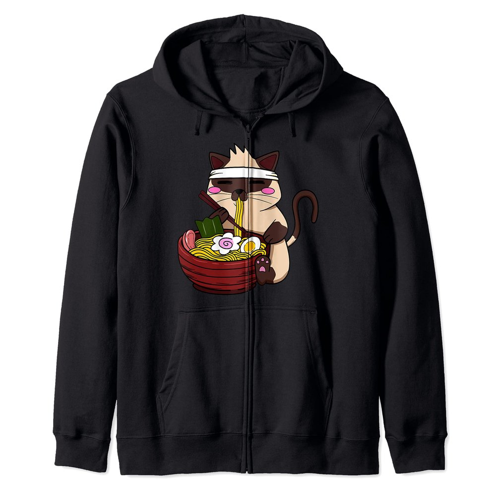 Anime Siamese Ramen Japanese Ramen Life Noodle Zip Hoodie