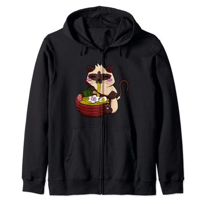 Siamese Cat Ramen Japanese Ramen Life Noodle Zip Hoodie
