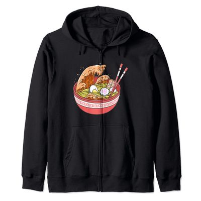 Ramen Wave Soup Noodle Ocean Kawaii Zip Hoodie