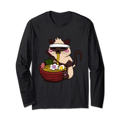 Anime Siamese Ramen Japanese Ramen Life Noodle Long Sleeve T-Shirt