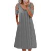 WHZXYDN Summer Sexy Women's Off-Shoulder V-Neck Zipper Pocket Short Sleeve Dress Gray view 1