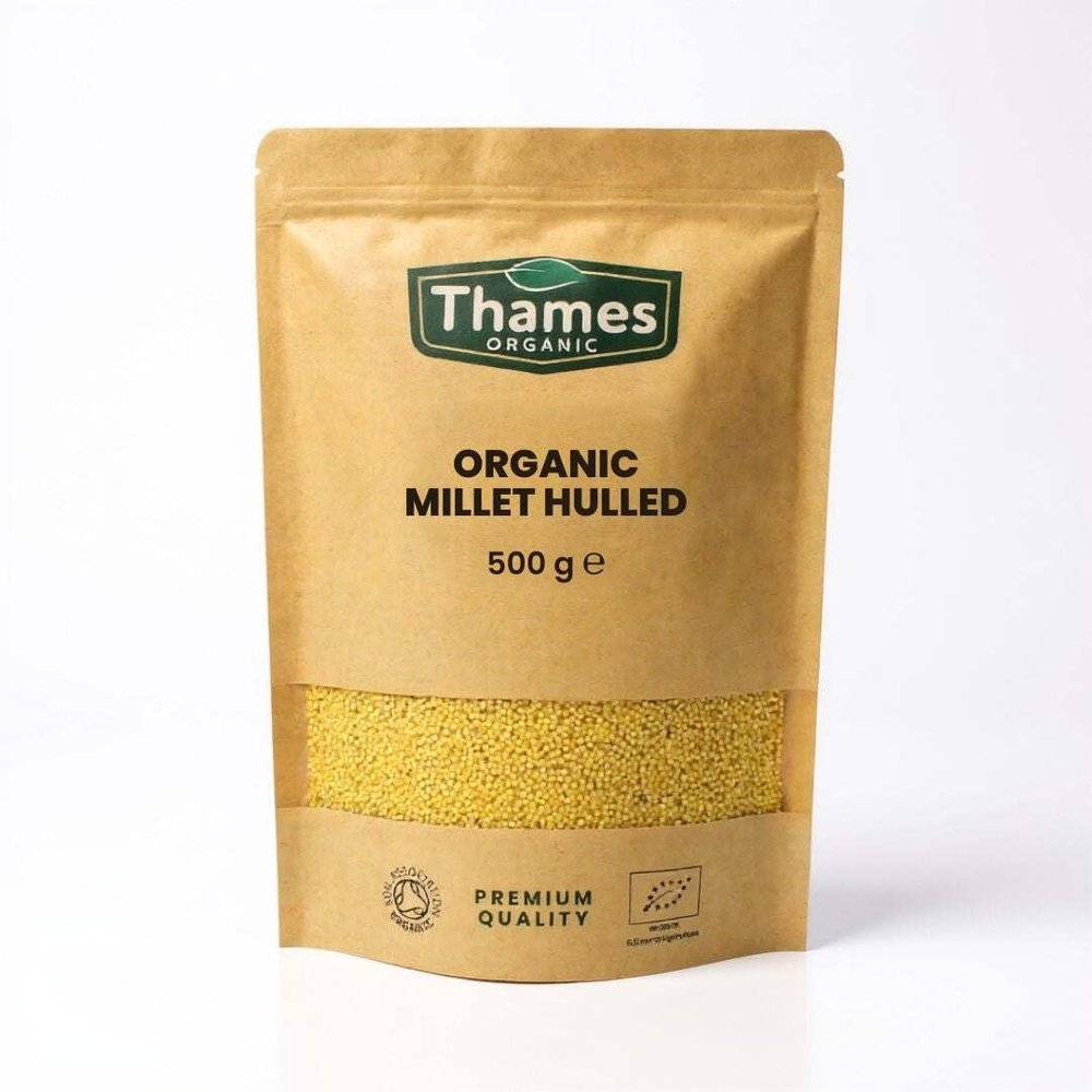 Organic Millet Hulled 500g - Delicious Grain, Certified Organic, Raw, GMO Free, Whole Grain, Vegan, High Fibre - Thames Organic