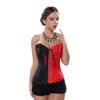 Corsets For Women Gothic Black Splicing Red Jacquard Zipper Sexy Overbust Corset Size S-6Xl-Multi_S view 3