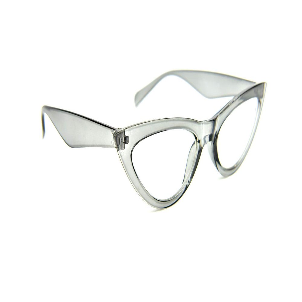 Cat Eye Reading Glasses Stylish Retro 1950,60's Woman's Fashion 5 Colours DX24 (Transparent Grey, 3.0)