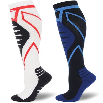 Keskale Compression Socks for Men & Women 20-30 mmHg Knee High -Best Support for Medical, Athletic, Sports, Travel (1/2Pairs), 2pairs-white,blue, Large-X-Large